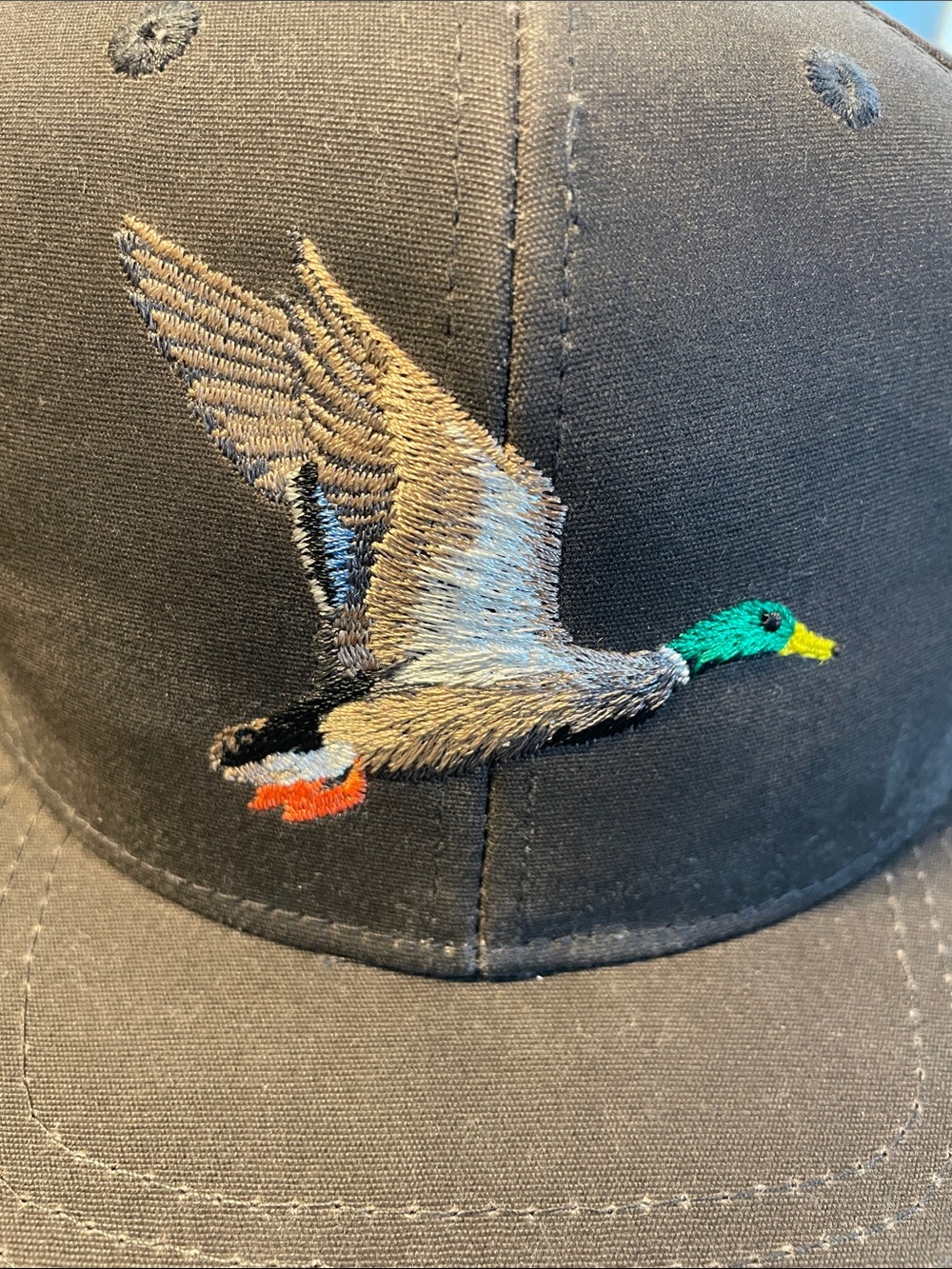 Men's Duck Embroidered Brown Snapback Hat - Picture 2 of 5